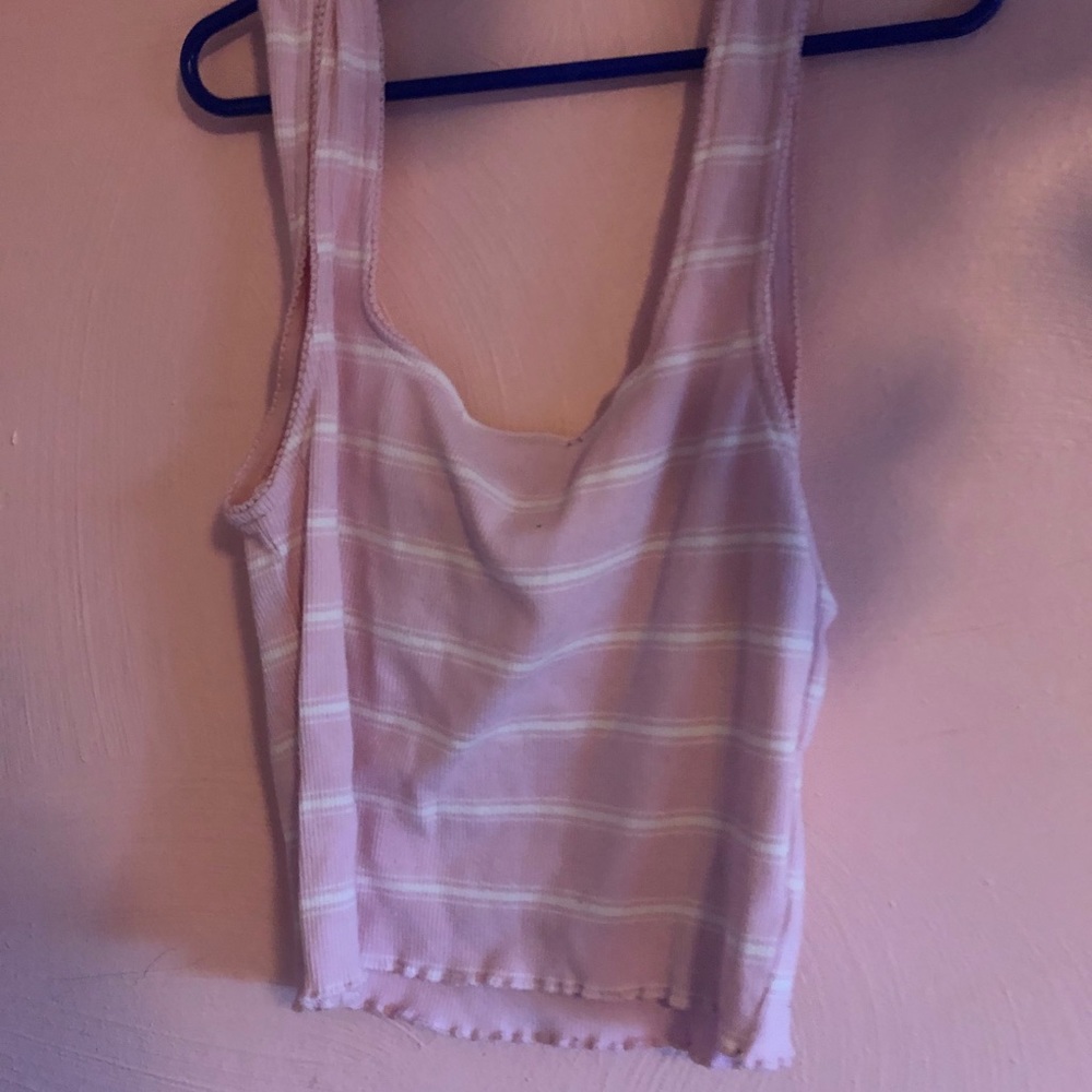 Pink and white crop top
